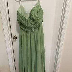 Elegant Green Pleated Gown- Worn once for bridesmaids dress, has stains
